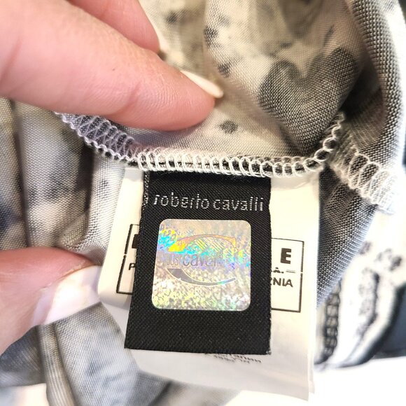 Just Cavalli Dress NWT IT 46 US 12 Black White Abstract Print Bodycon - Picture 12 of 12